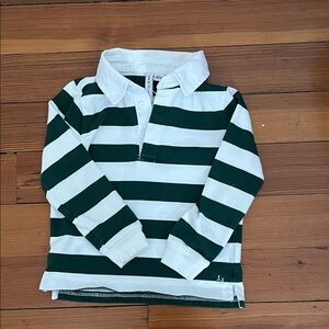 Janie and Jack Green and White Striped Polo